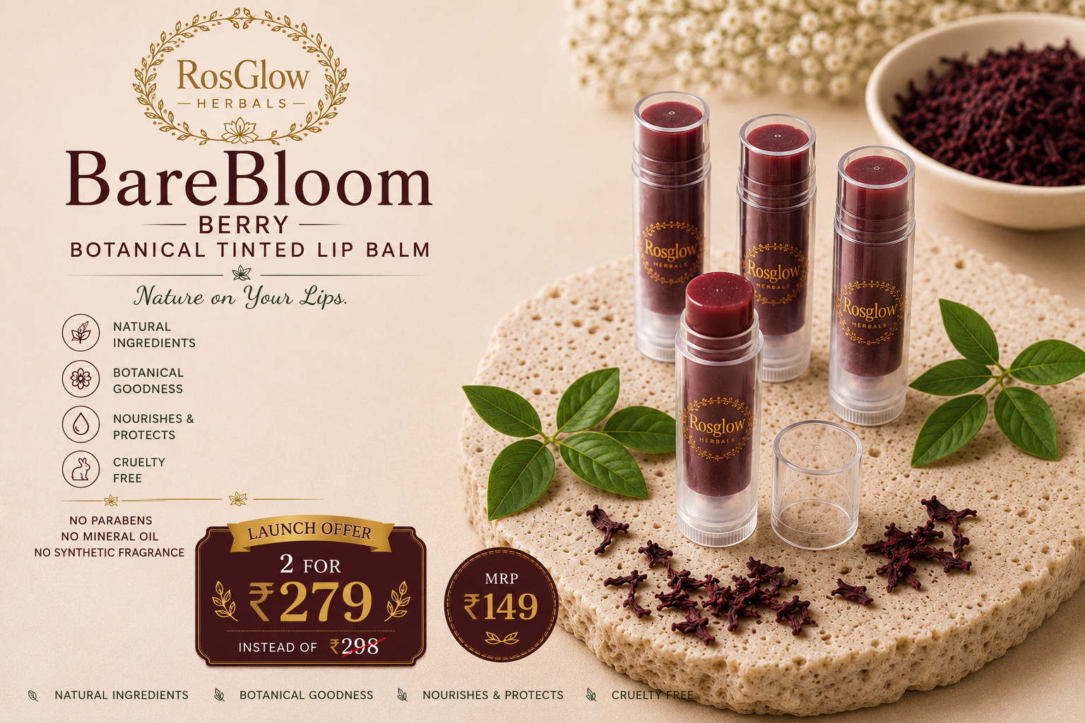 Bare Bloom Berry-Botanical Tinted Lip Balm